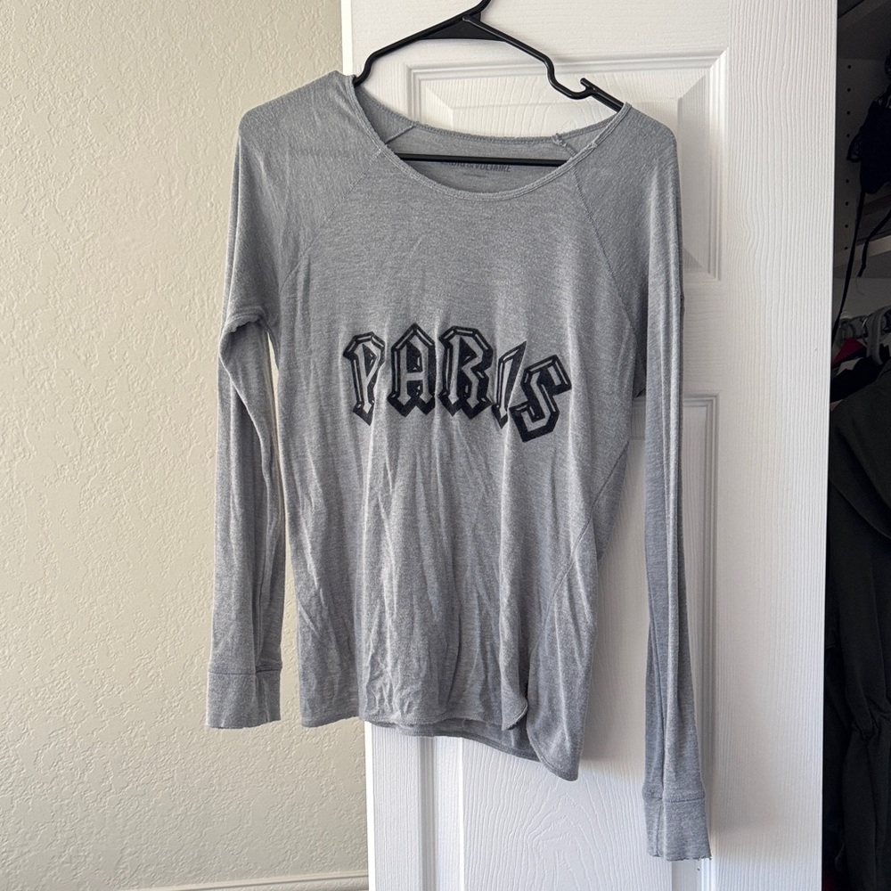 Zadig & Voltaire Gray 'Paris' Long Sleeve Tee
